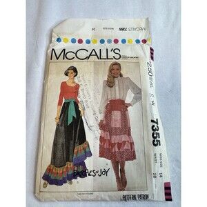 Vintage McCall's sewing pattern 7355 Skirt Miss Size 14 Waist 28 1980s UNCUT